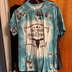 Graphic Teal T-Shirt with Western Print